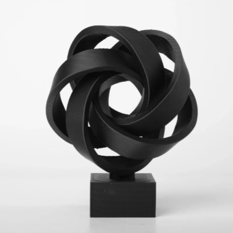 Modern Twisted Loop Abstract Art Figurine, 3D Printed Plastic Infinity Spiral Sculpture, Minimalist Tabletop Display Decoration