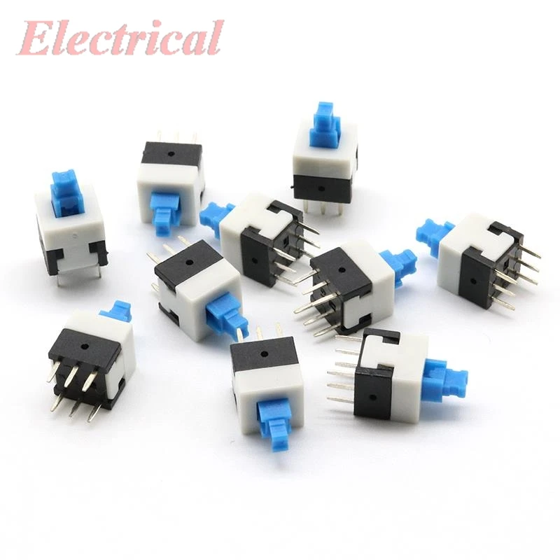 7x7mm 8x8mm Blue Cap Self-locking/Maintained Unlock/Momentary Type Square Button Switch 7*7mm 8*8 mm 100000 Times Service Life