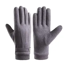 Guantes de ciclismo para hombre, manoplas simples de forro de felpa, talla única, de dedo completo, para senderismo, 1 par