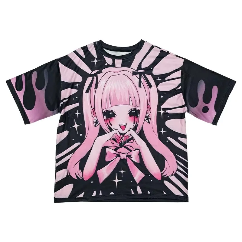 2026 Summer Japanese Group Hair Harajuku Series Original Design Anime Subculture Top Adult And Children's Short Sleeved T-shirt