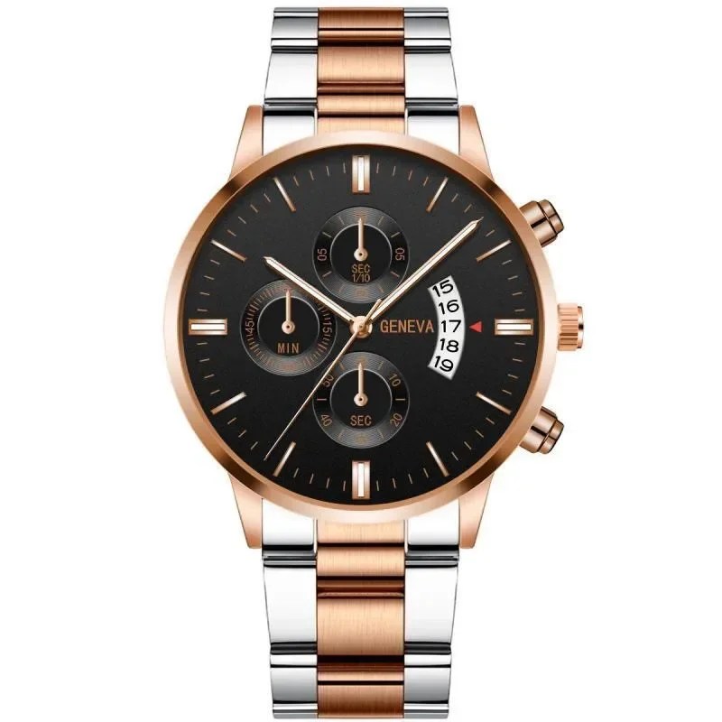 Fashion Quartz Stainless Steel  Men’s Watch Casual Wristwatch Calendar Luminous Clock Men Watches Business Casual Reloj Hombre