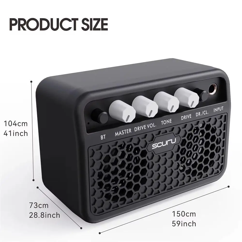 S3 Dual Channel Caline Guitar Mini Amp, 5W Rechargeable Bluetooth Guitar AmplifIer Combo for Desktop Practice