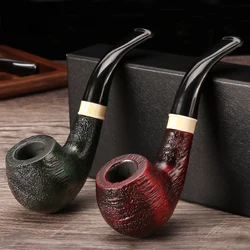 Wooden Tobacco Pipe Bent Type Handmade Retro Smoking Pipe 9mm Filter Pipe Gift for Men