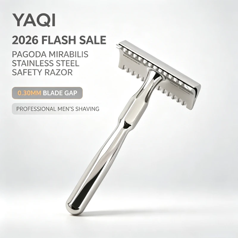 2026 Flash Sale！YAQI PAGODA MIRABILIS Stainless Steel Safety Razor - 0.30mm Blade gap for Men Shaving
