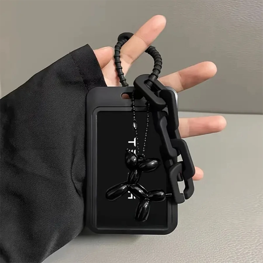 Clear Acrylic Kpop Photocard Holder Black Credit ID Card Protective Case Photo Display Holder Bag Pendant Keychain