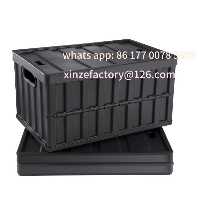 

Customizable45L/65L Collapsible Storage Bins Folding Stackable Utility Garage Crates with Lids Handles for Clothes Snack Grocery