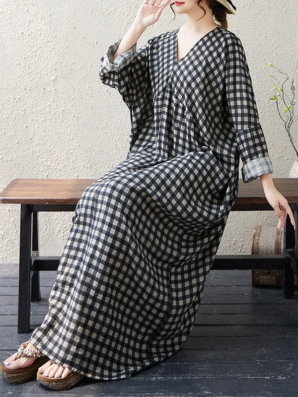 

Большие размеры Long Sve V-Ne Свободный крой для похудения из хлопка и льна с принтом Dr Удобный повседневный осенний тонкий хлопок для поездок на работу...