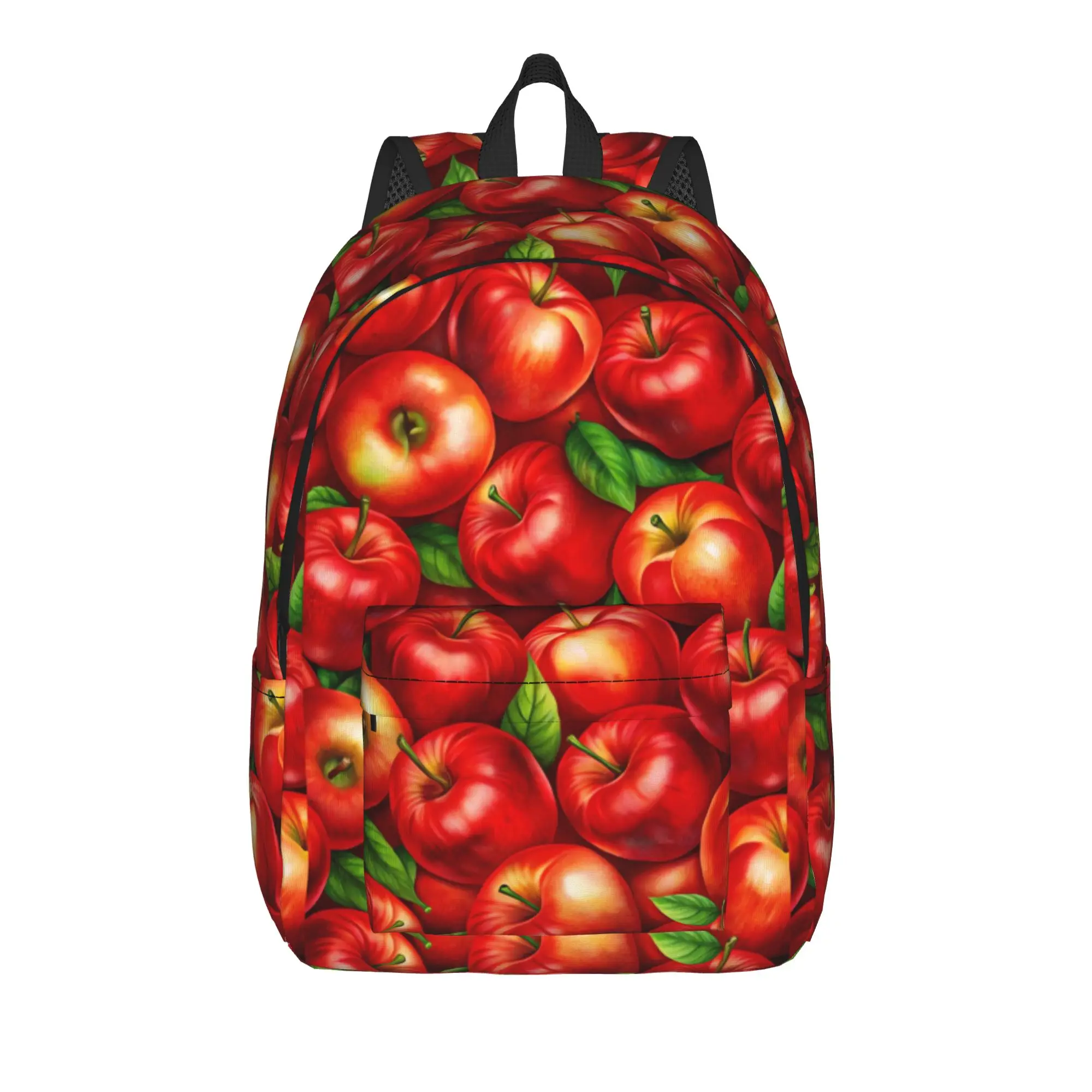 Red Apple Fruit Art Backpack  Boy Polyester Camping Backpacks Durable Stylish High School Bags Rucksack