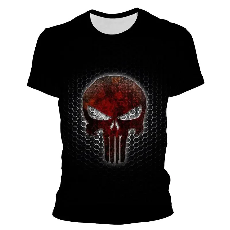 New Disney Punisher T-Shirts Skull 3D Print Streetwear Men Women Fashion Oversized Short Sleeve T Shirt Kids Tees Tops Clothing