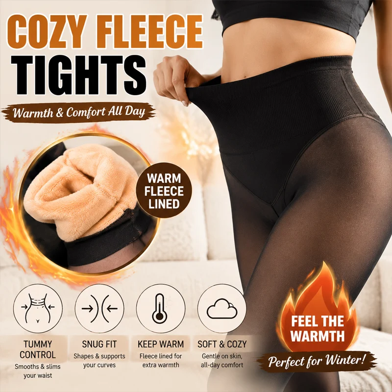 Women's Plus Size Fleece Lined Tights High Waist Warm Compression Pantyhose Tummy Control Thermal Opaque Leggings