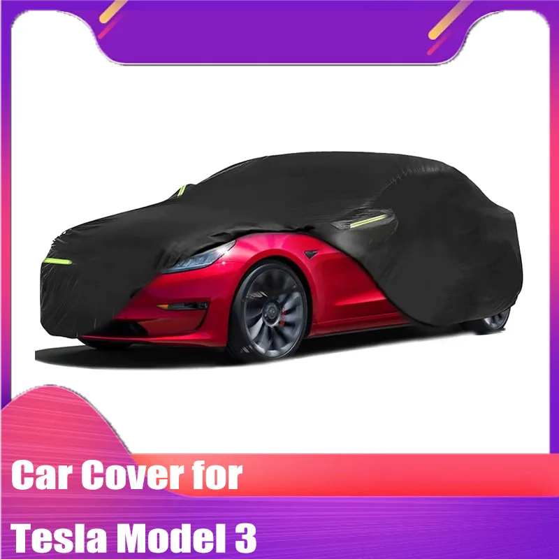 

Автомобильный чехол для Tesla Model 3, водонепроницаемый, всепогодный, уличные автомобильные чехлы, снегозащитный, ветрозащитный