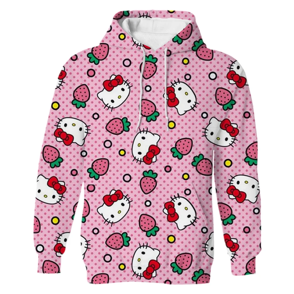 

Classic cute Hello Kitty autumn hoodie children's Japanese anime 3d printed sweatshirt girl pullover cute blouse streetwear