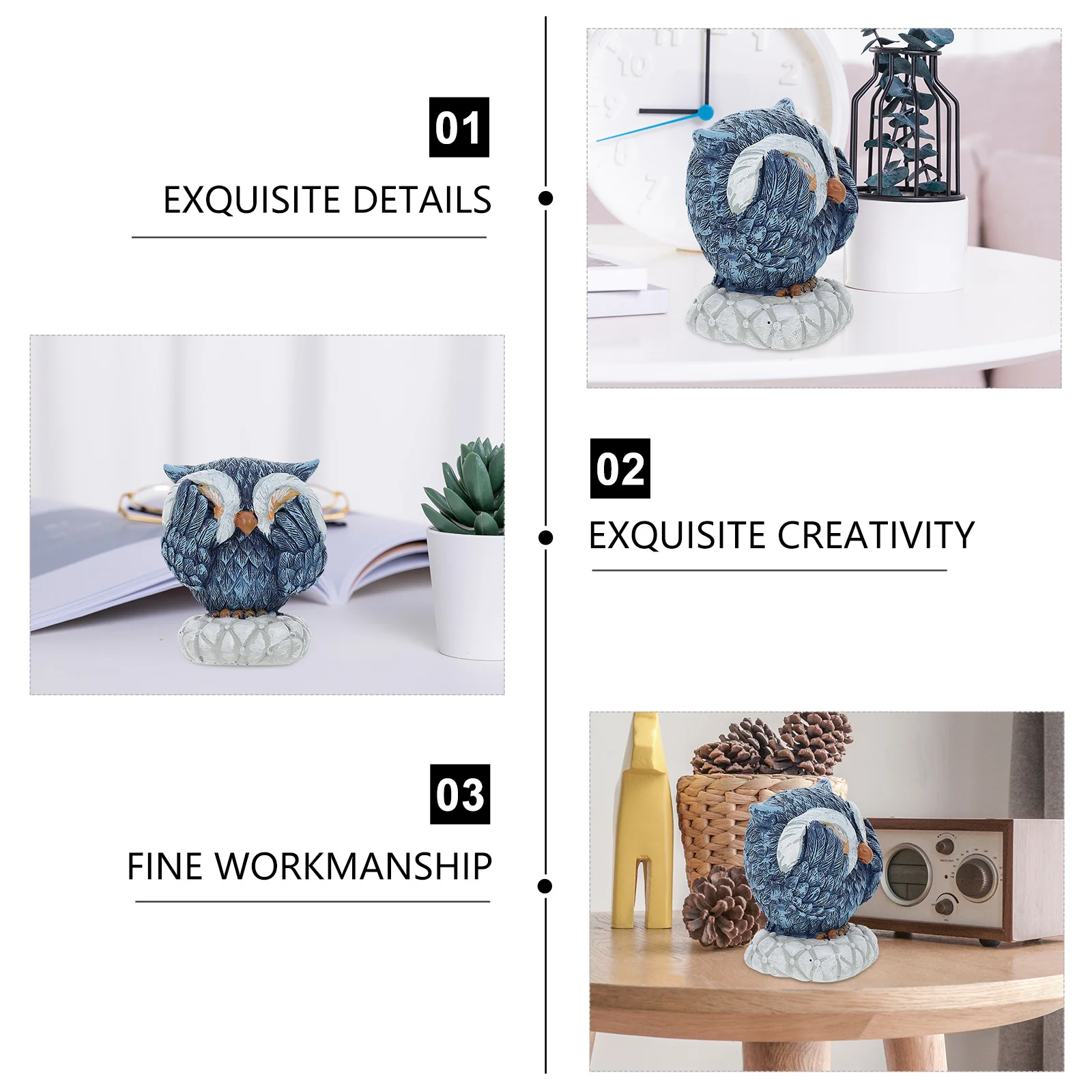 

1Pcs Creative Owl Resin Decor Indoor Desktop Ornament Home Scene Decoration Delicate Design Desktop Decor Resin Owl Ornament