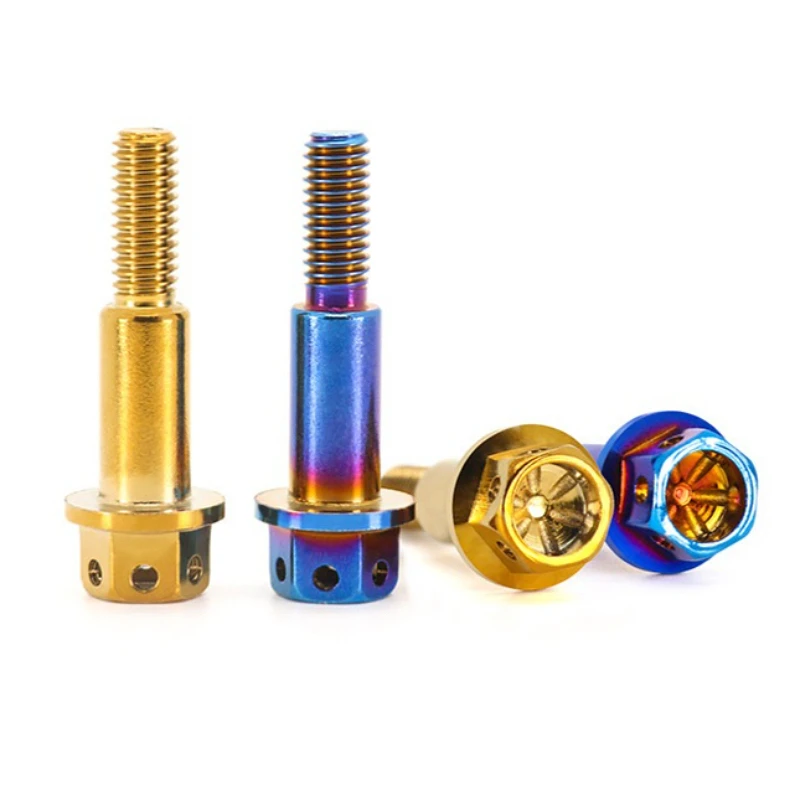 304 Stainless Steel M6 Titanium Plated Hexagon Flange Head Screws Bolts For Motorcycle Engine/Exhaust/Brake Caliper L:30mm
