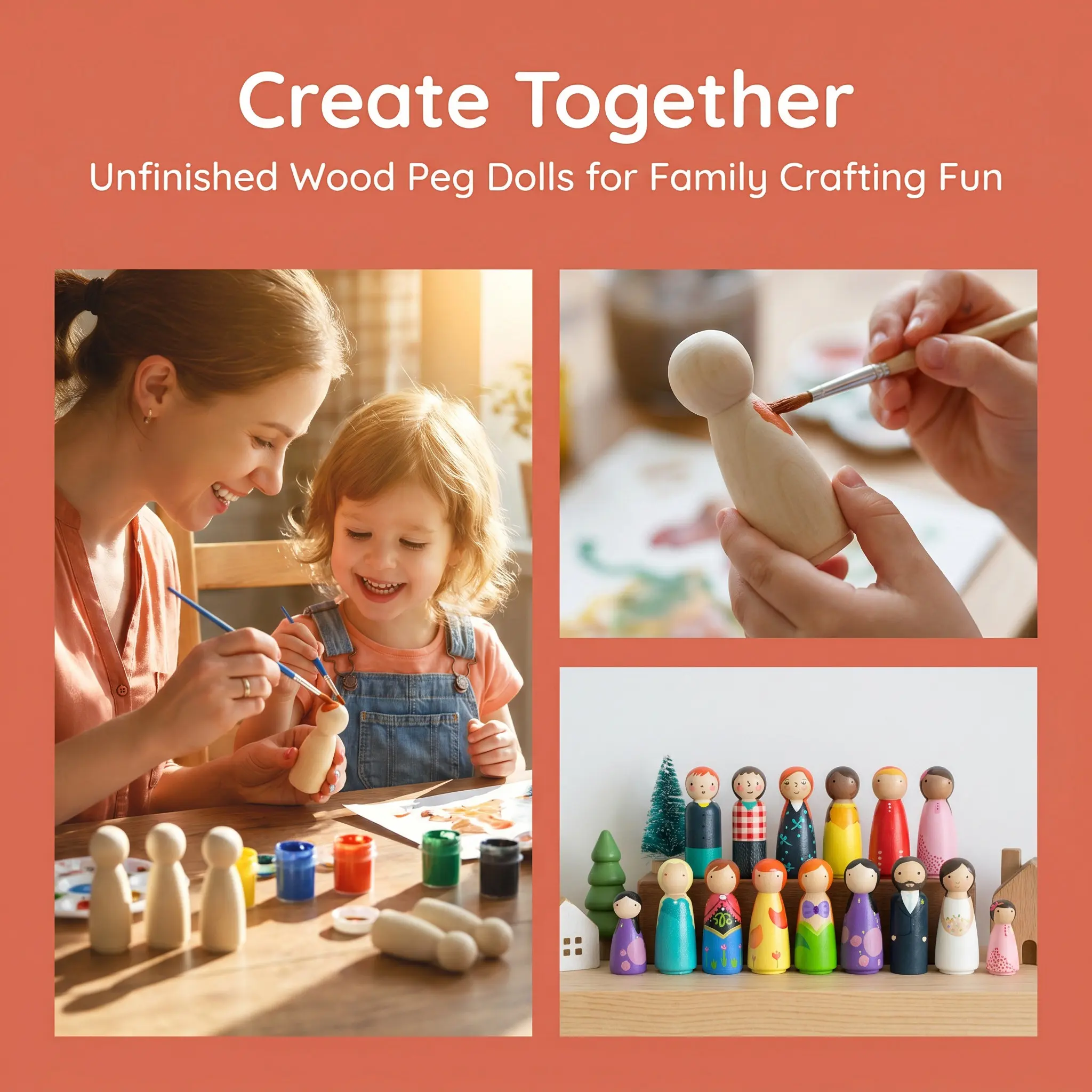 20Pcs Small Wooden Girl Shape Figures Children DIY Painting Graffiti Craft Projects Brain Development Puppets Wooden