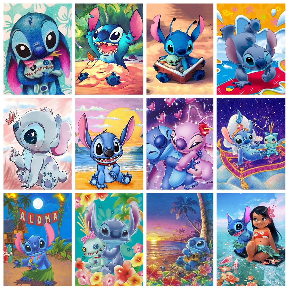 Disney DIY 5D Diamond Painting Cartoon Lilo and Stitch Diamond Mosaic Embroidery Rhinestone Pictures Home Decor Gifts for Child