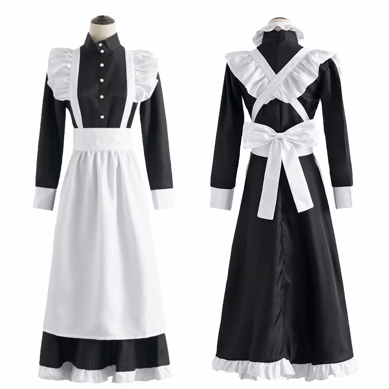 

Women Maid Outfit Long Dress Apron Dress Lolita Dress Men Clothes Unisex Cafe Costume Halloween Cosplay Costumes Plus Size S-3XL