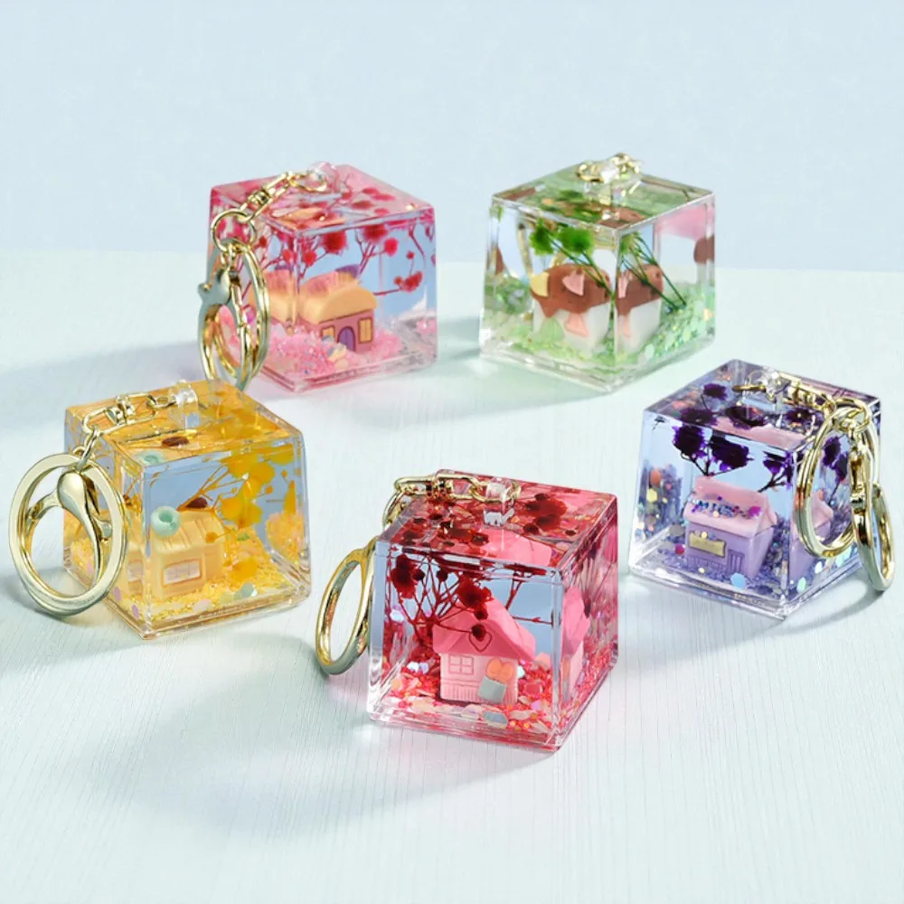 

1PC Trendy Flowing Sand Oil Bottle Key Ring Metal Personalized Keychain Beer Can Kitchen Bar Tools Accessories Gift Wholesale