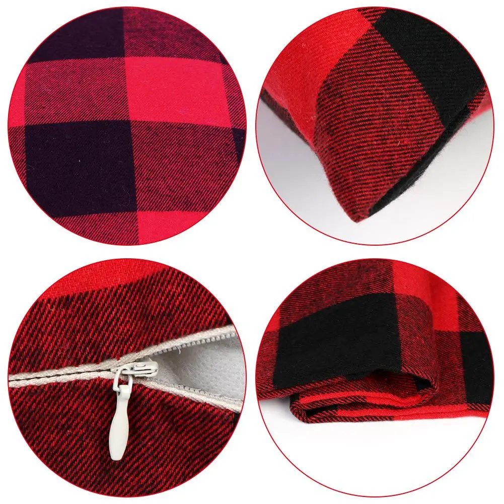 Christmas Plaid Decorative Throw Pillow Covers Scottish Tartan Cushion Case for Farmhouse Home Holiday Decor Sofa Couch Decor