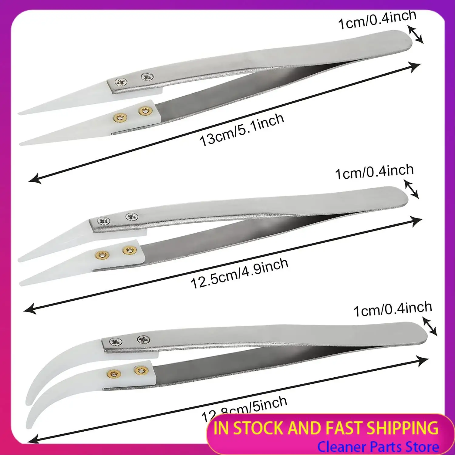 HOT SALE-6 Pcs Non-Conductive Anti-Magnetic Pointed And Curved Tips Tweezers Set Pointed Tweezers