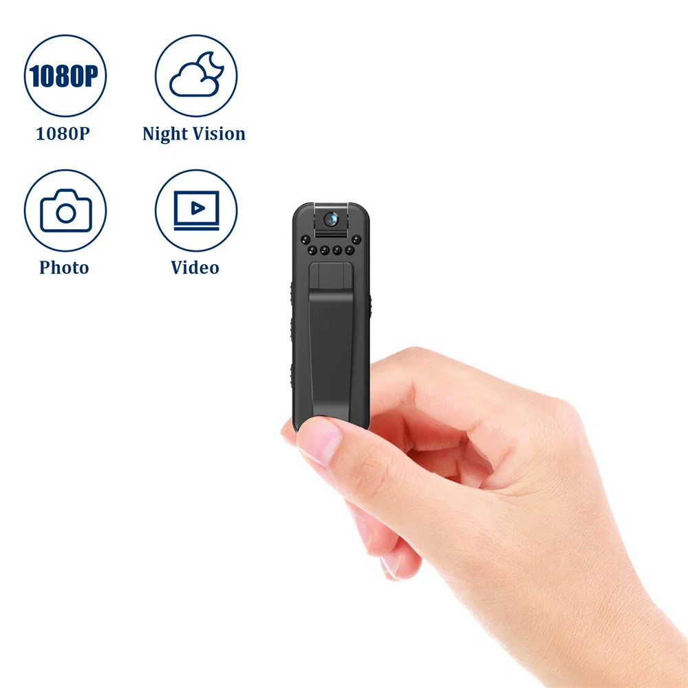 كاميرا L7/L7W 1080P HD صغيرة للجسم مع مسجل فيديو محمول لتسجيل الصوت والفيديو 180 ° عدسة قابلة للدوران مع بطاقة TF 8/16/32G