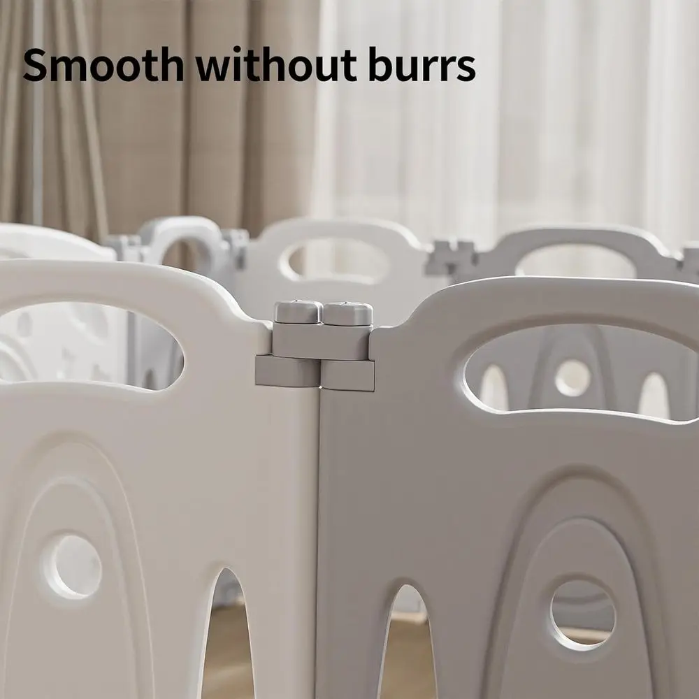 روضة أطفال قابلة للطي للأطفال - منطقة لعب آمنة للأطفال، داخلية/خارجية، 12+2 لوحة (رمادي وأبيض)