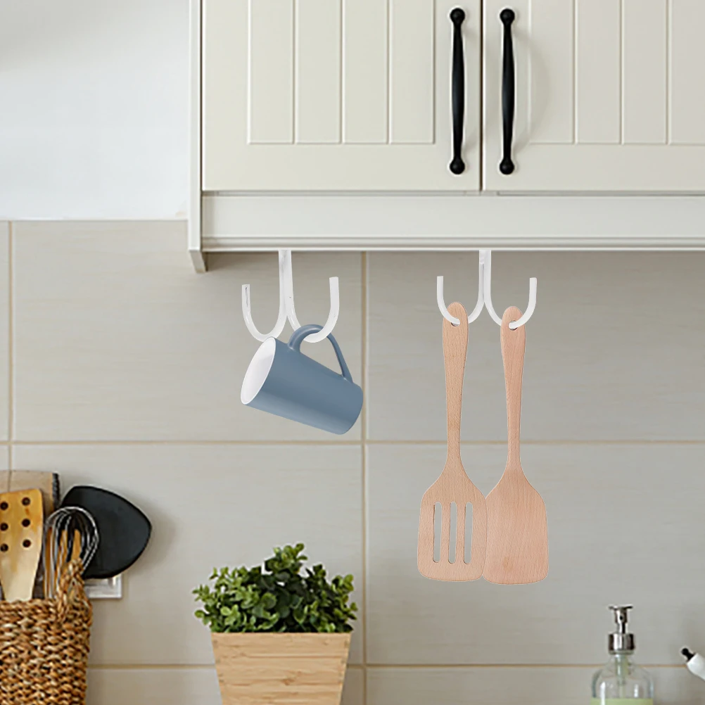 

2 Pcs Hook Cup Holder Coffee Mug for Cabinet Hooks under Hanger Iron Hangers Kitchen Organizer