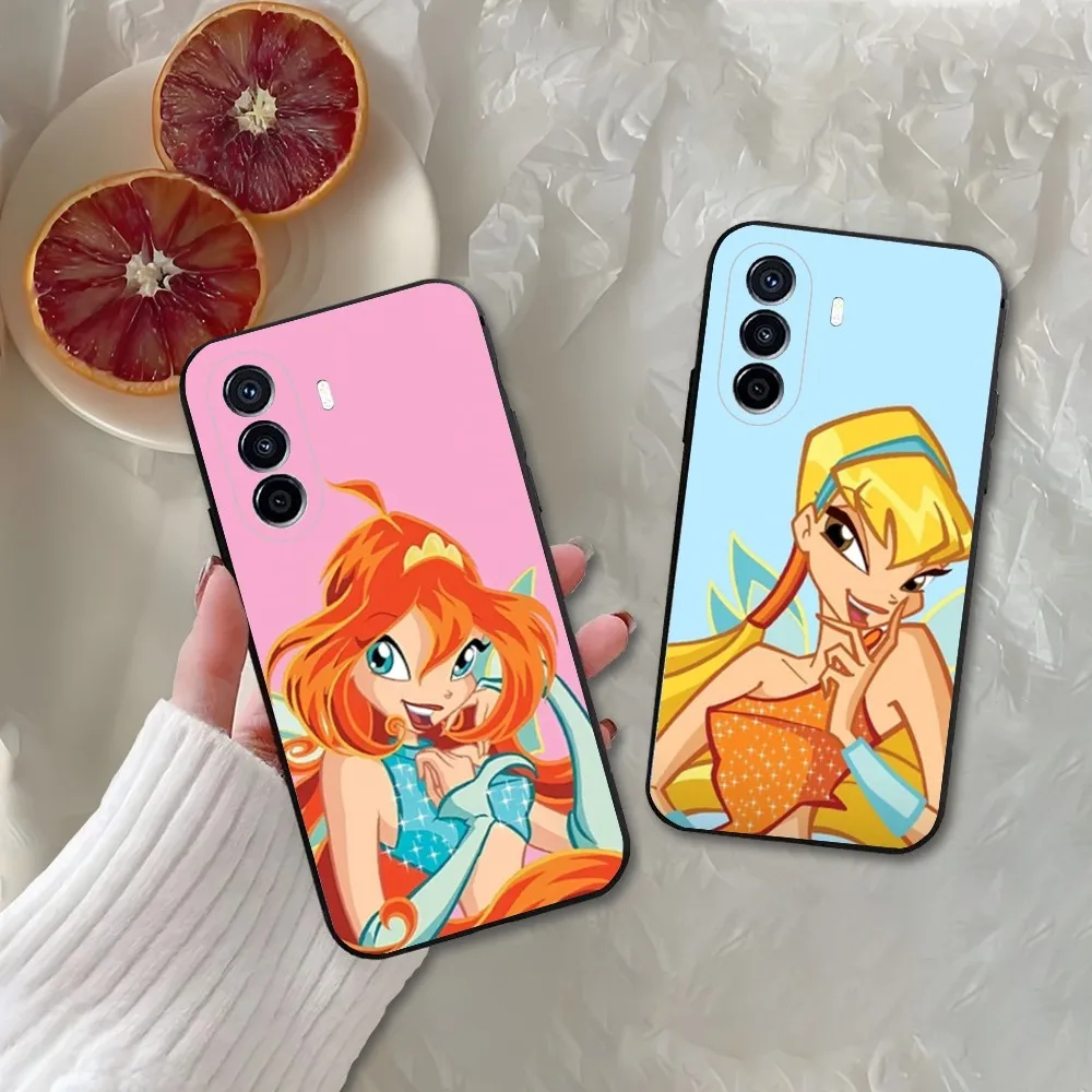 W-winx G-girls Club Cartoon Phone Case For Huawei Mate P10 P20 P30 P40 P50 Smart Z Honor 50 60 70 Pro Lite Black Case