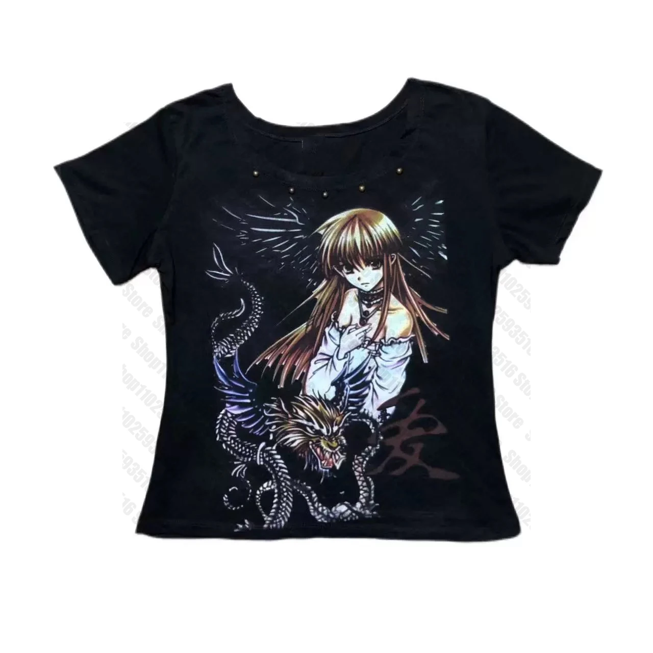 Harajuku Clothing Female Women Top Y2k Trashy Y2k 2000s Tops Kawaii Goth Graphic T Shirts Gothic 90s Vintage Clothes for Women