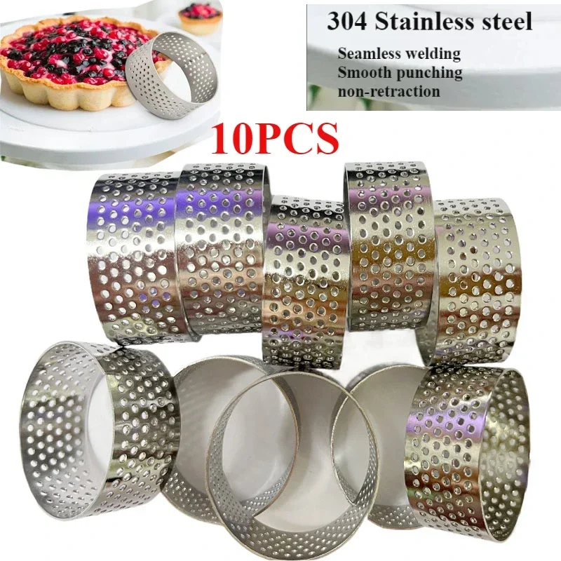 

10Pcs 4cm Stainless Perforated Plate Tart Ring Quiche Ring Pan Pie Cake Mold Baking Accessories Cookie Cutter Frame Steel Micro