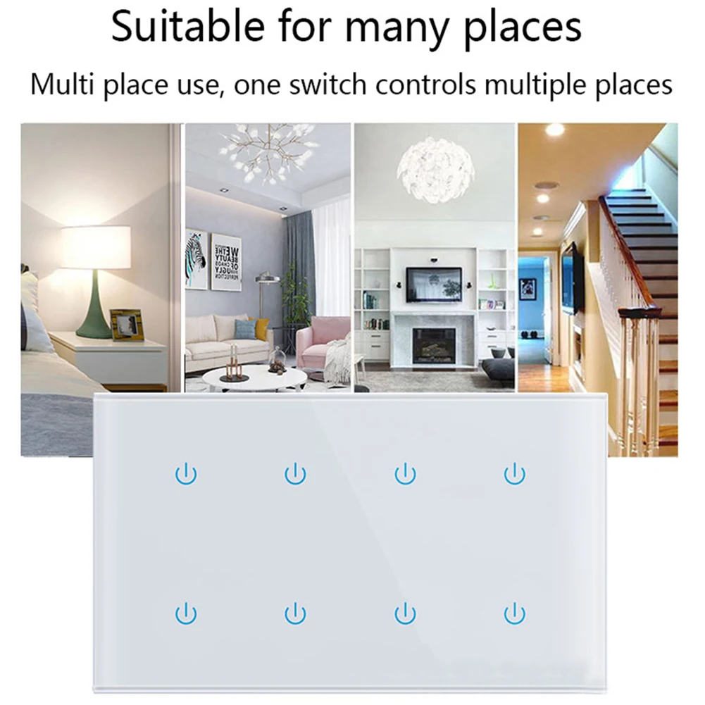 For Smart Life App 2 Way Touch Switch Smart WiFi Touch Switch 2 Way Touch Switch For Lamps Multi-control Functionality