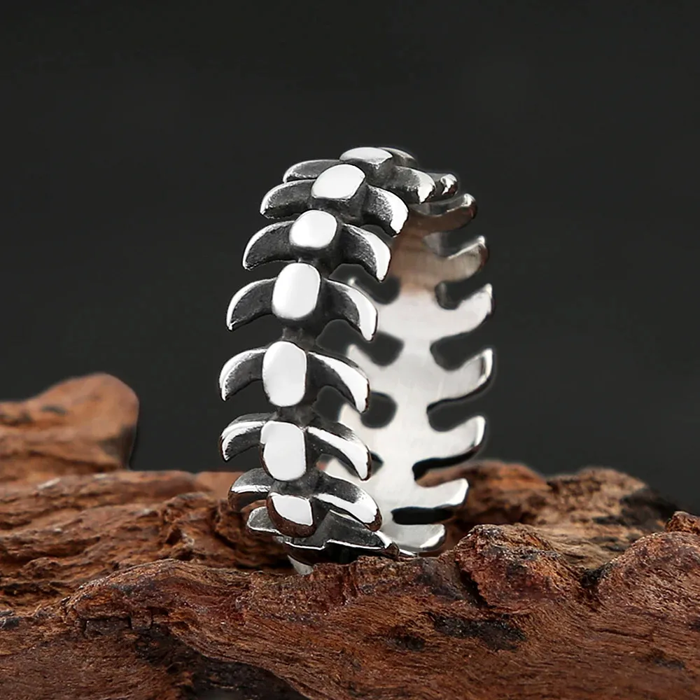 Simple Vintage Fish Bone Hollow Open Stainless Steel Ring For Men Women Gothic Punk Hip Hop Creative Biker Fashion Jewelry Gifts