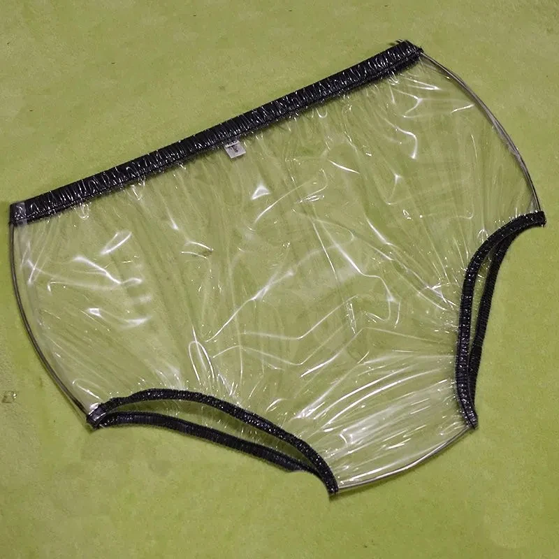 Men PVC Plastic Underpants Transparent Loose Soft Women Leak Proof Briefs ABDL Waterproof Diapers Pants Couple Erotic Panties