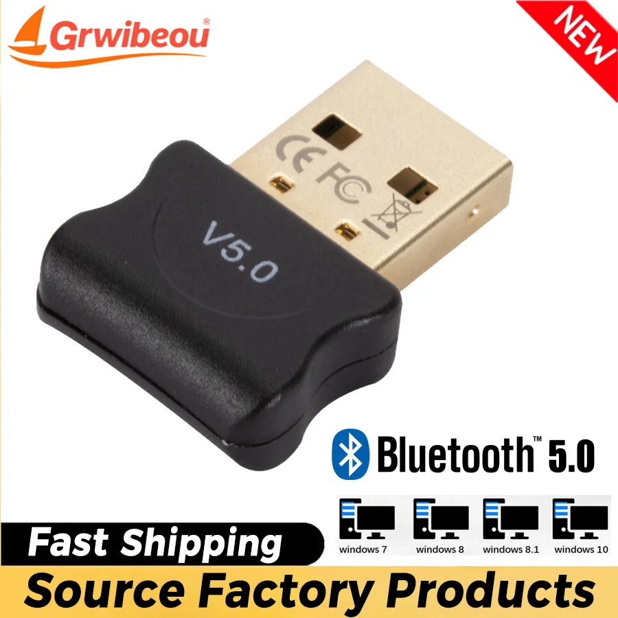 USB Bluetooth 5.0 Adapter Wireless Bluetooth 5.0 Audio Receiver Dongle for Pc Computer Laptop Earphone Printer Data Transmission