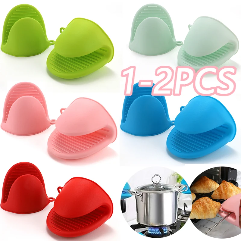 

1/2PCS Thicken Baking Silicone Oven Mittens Microwave Oven Gloves Heat Insulation Anti-slip Grips Bowl Pot Clips Kitchen Gadgets