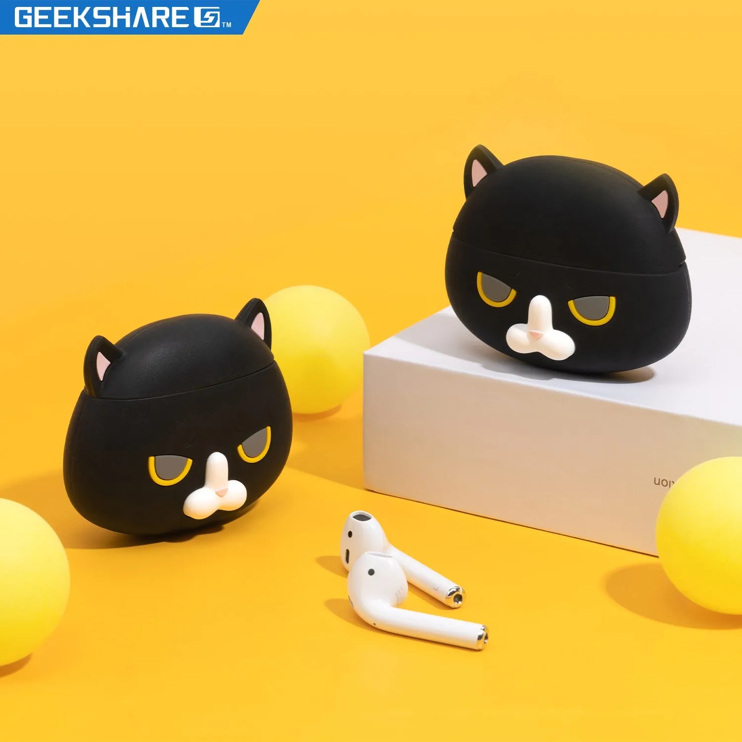 GeekShare 애플 에어팟 프로 보호 쉘 OK 고양이 실리콘 무선 블루투스 이어폰 커버 에어팟 충전기