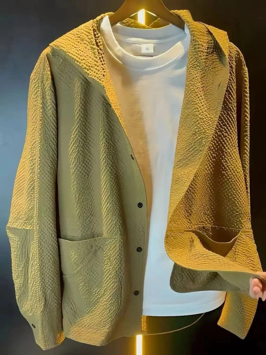 

Stylish Men's Hooded Jacket Pure Color Casual Fashionable Waterproof Polyester Spring Summer Outwear