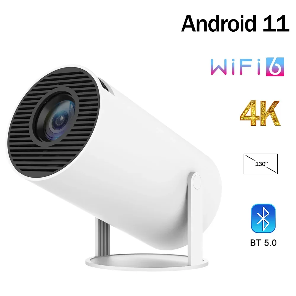 HY300 Projector 4K Android 11 WiFi Dual 6 260ANSI Allwinner H713 BT5.0 1080P 1280x720P Home Cinema Outdoor