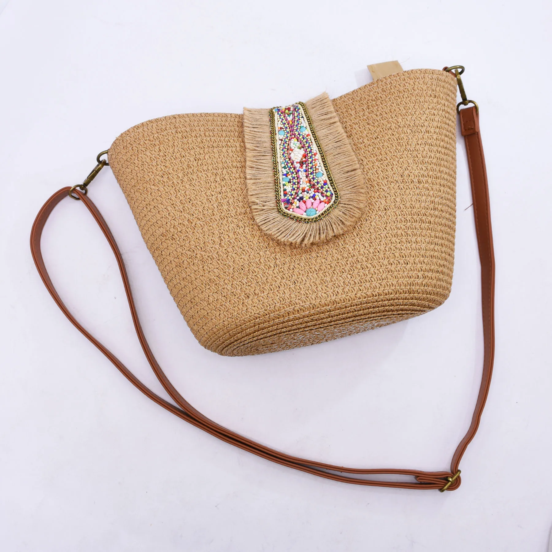 

Соломенная сумка ручной работы для женщин, разноцветные бусины, бирюзовые сумки, тканая сумка через плечо, большая сумка, шикарный кошелек из рафии