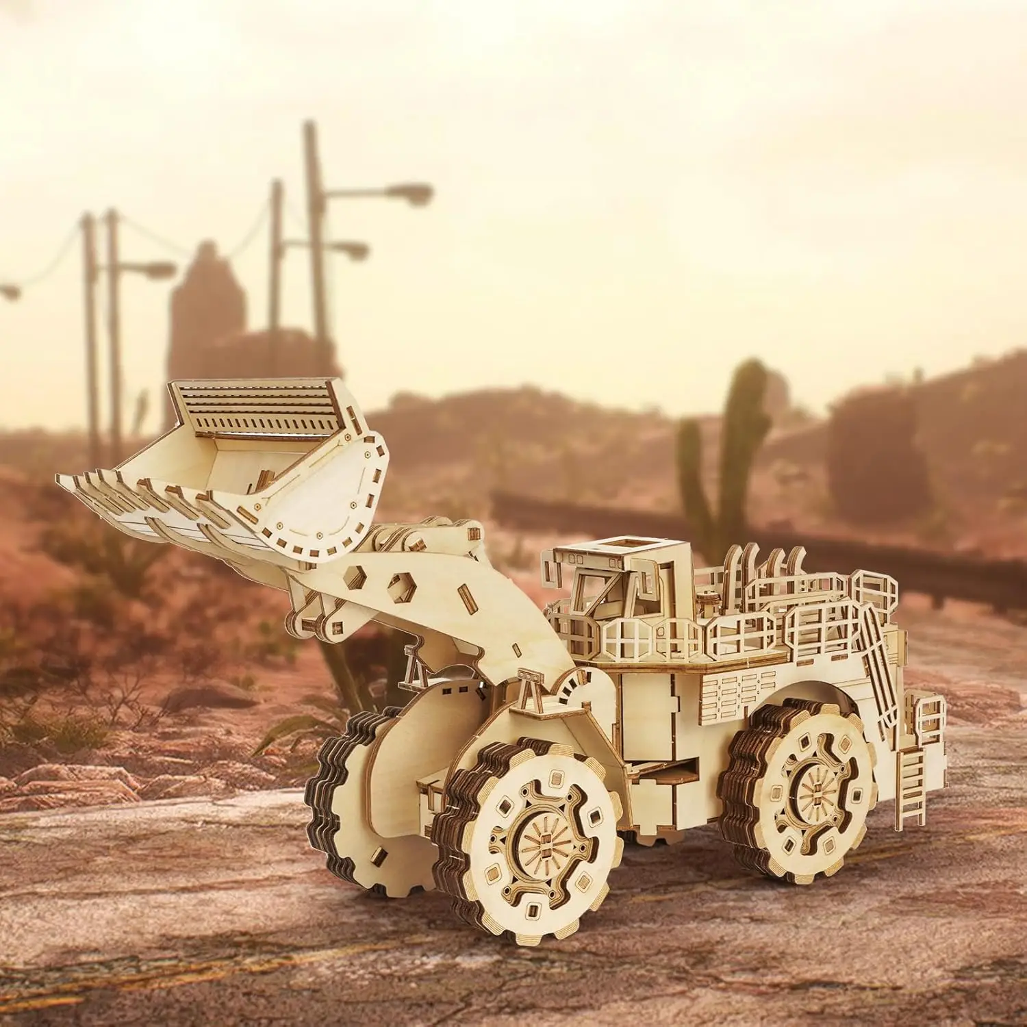 3D Wooden Puzzle for Adults Bulldozer Model Kit Educational STEM Toy Mechanical Engineering DIY Models Gift for Kids Birthday