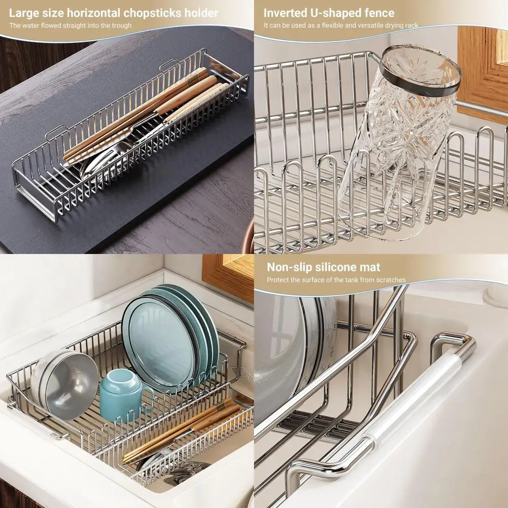 

Регулируемая полка для посуды из нержавеющей стали — устойчивая к коррозии, компактная для фруктов, овощей и посуды