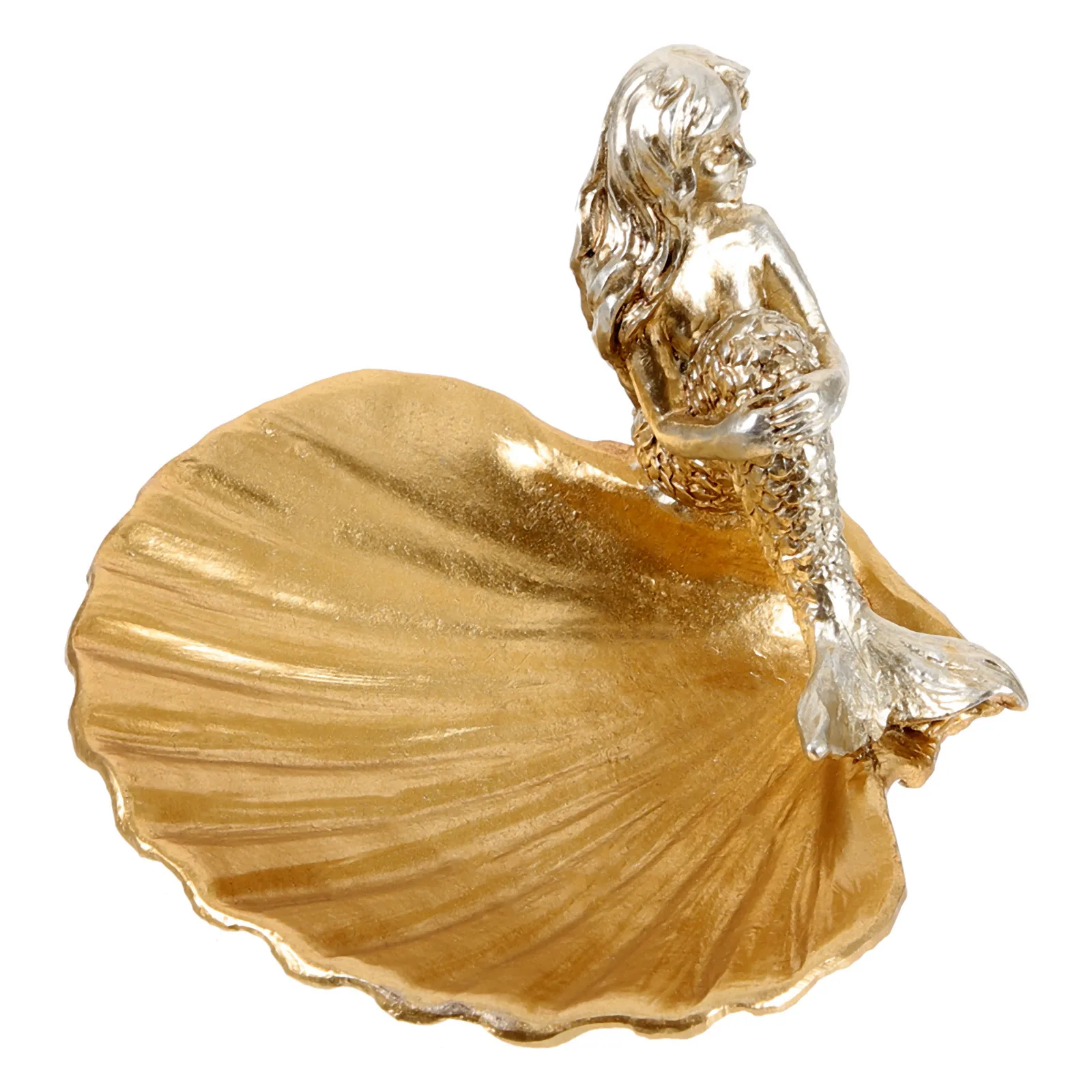 Jewelry Tray Mermaid Seashell Resin Dish Durable Display Holder for Rings Necklaces Bedroom Bathroom Decoration Gift