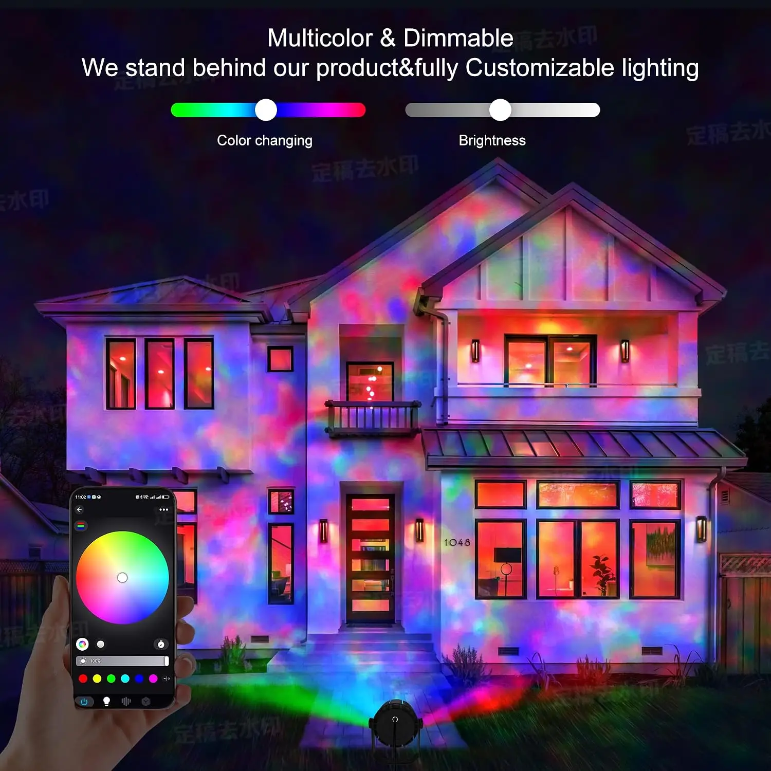 Ocean Wave Projector 150W RGBW Color Changing Light LED Water Ripple Flame Fire Effect Use Ceiling Wall Garden Party Holiday