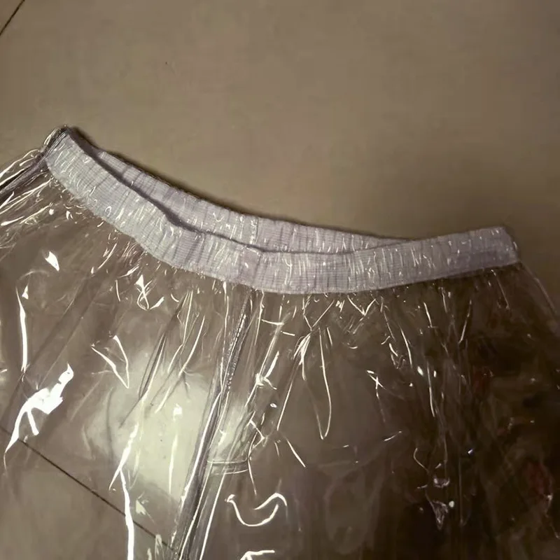 Full Transparent PVC Trunks Silver Leather Trim Round Corner Plastic Film Underwear Boxer Briefs Spring Summer Casual Intimate