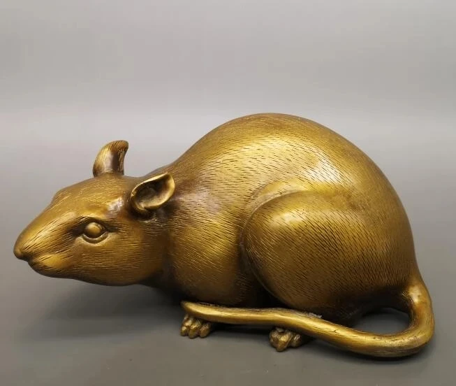 

Chinese pure brass Zodiac mouse crafts statue