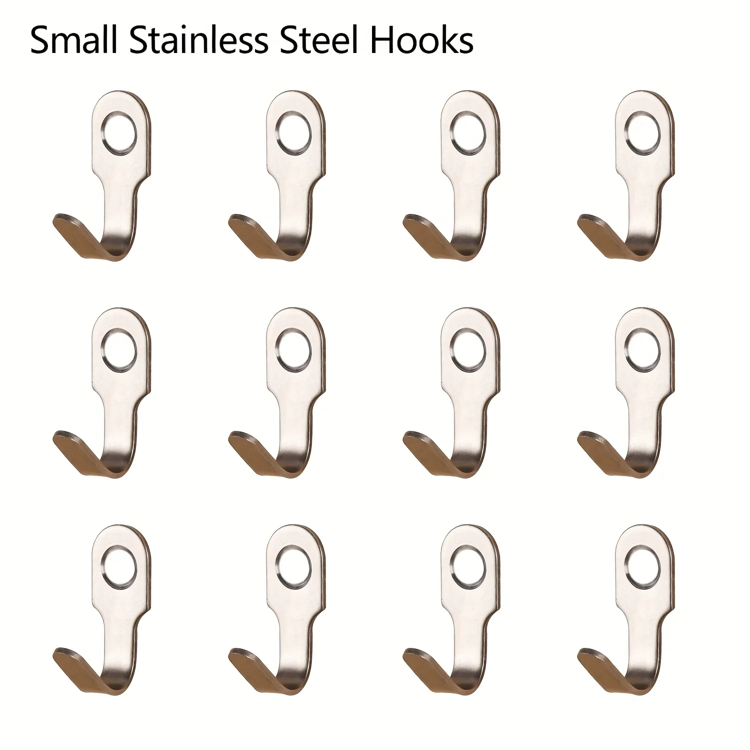 24pcs/pack 12pcs Hooks+12pcs Screws Small Stainless Steel Hooks, Kitchen, Bathroom, Wall Mounted, Versatile for Hanging Keys, Ba