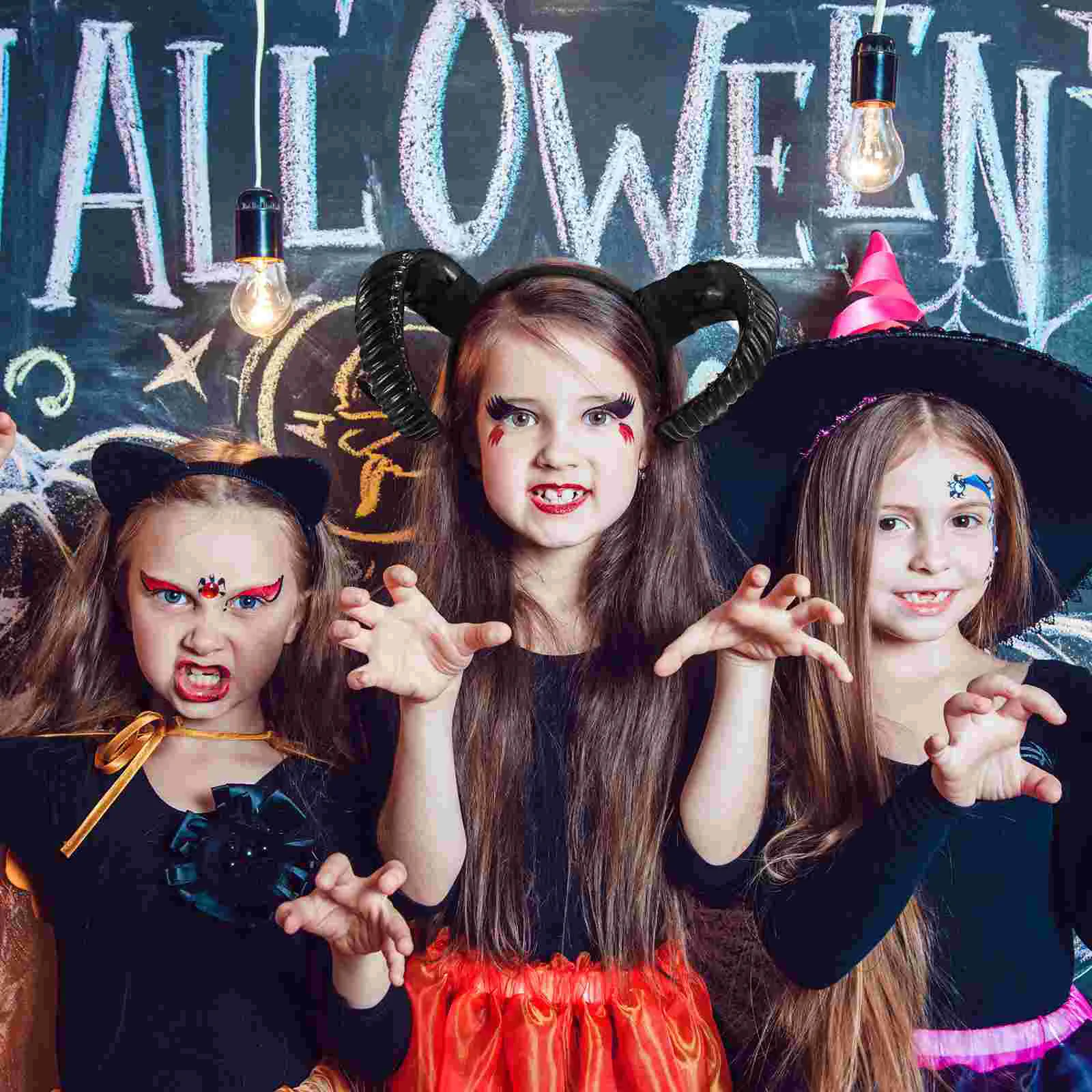 Black Horns สําหรับคอสเพลย์ฮาโลวีนน้ําหนักเบาสบายหนึ่งขนาดยืด Universal Headwear เหมาะสําหรับ Gothic