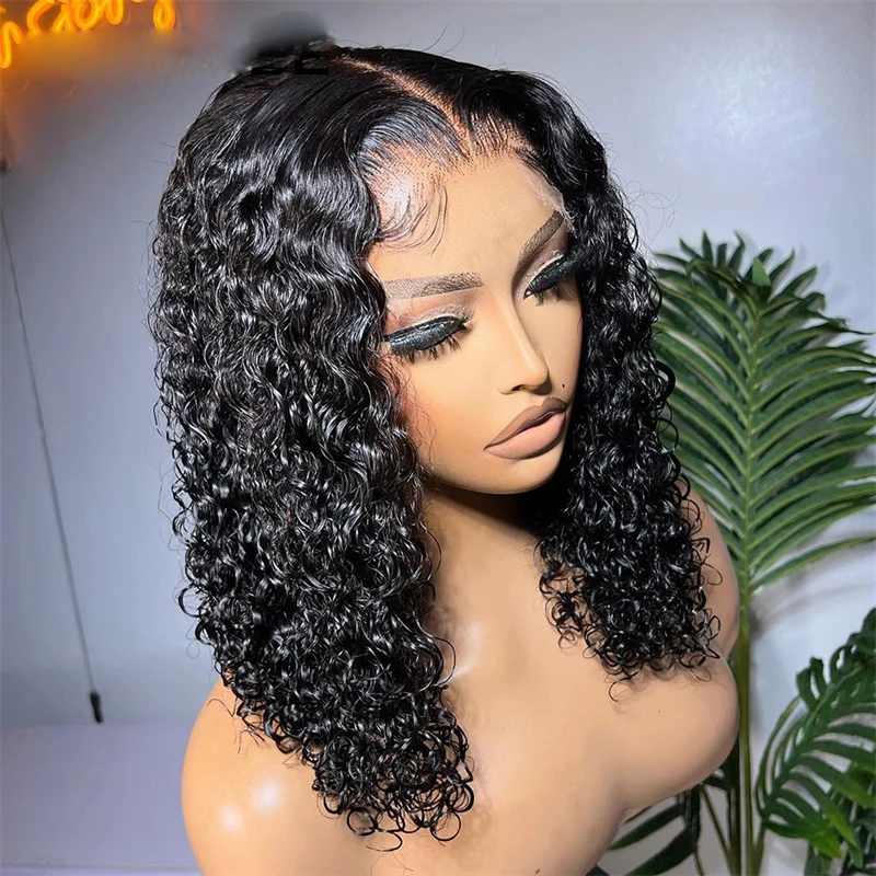 Perruque Bob Lace Front Wig sans colle noire naturelle pour femme, cheveux courts, délié, doux, baby hair, préplumé, degré de chaleur, 03/