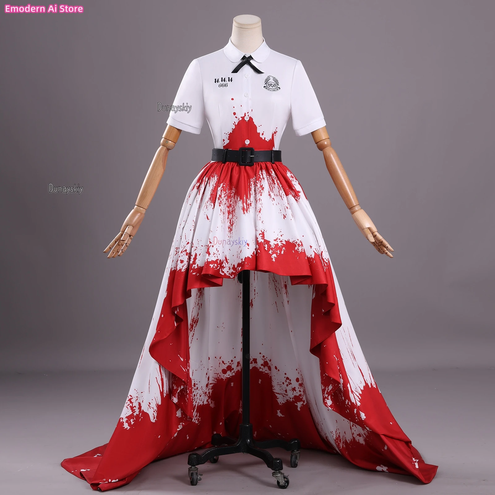 

Girl From Nowhere Reset Nanno Cosplay コスプレ Red Blood Splatter High Low Dress Halloween Horror Outfit For Women