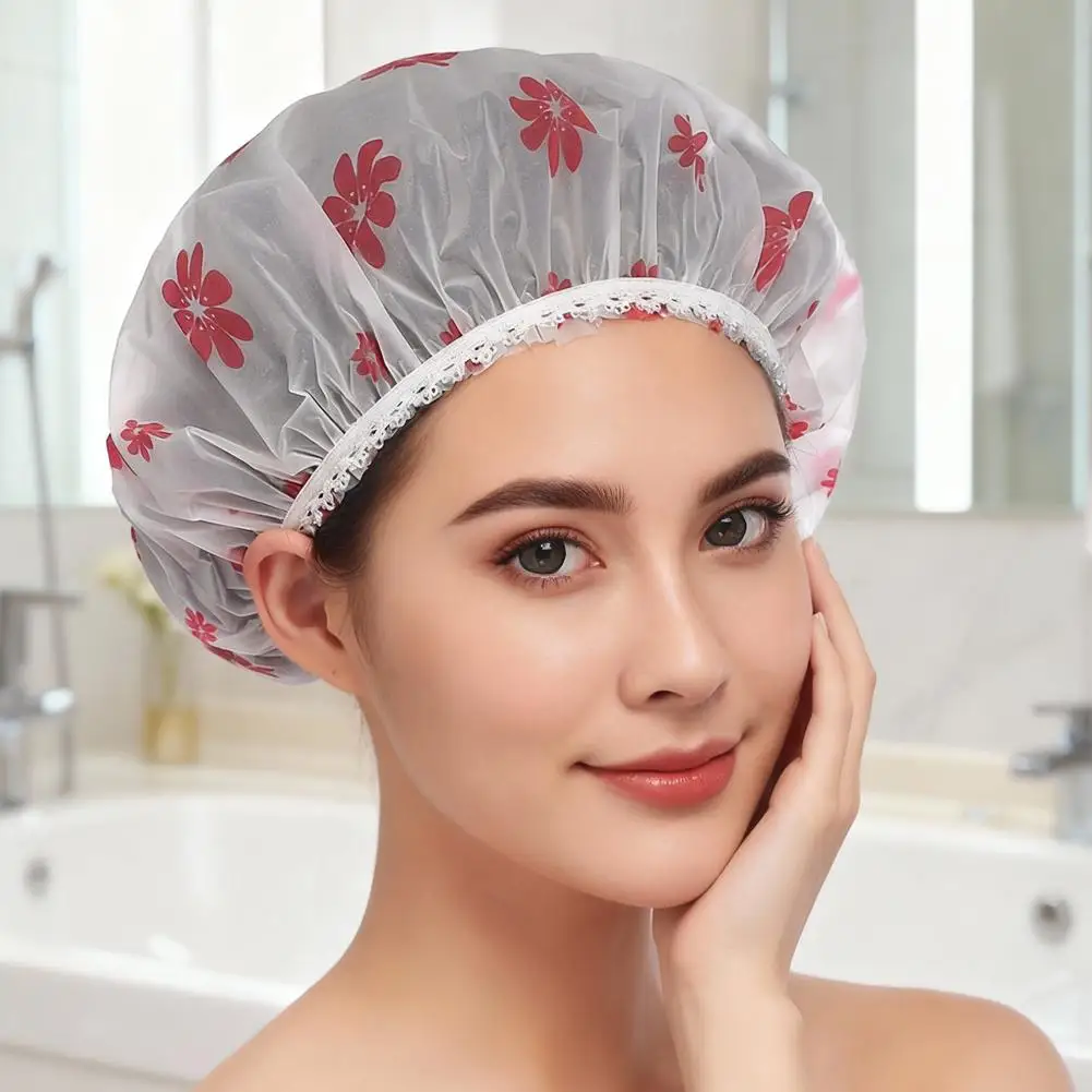 Bonnet de douche imperméable pour femmes, 1 pièce, large bande élastique, réutilisable, à la mode, Point ondulé, chapeau de douche, salle de bain